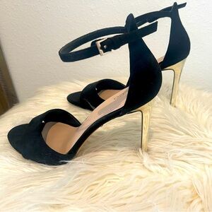 Aldo Black with Silver Ankle Strap High Heels size 9